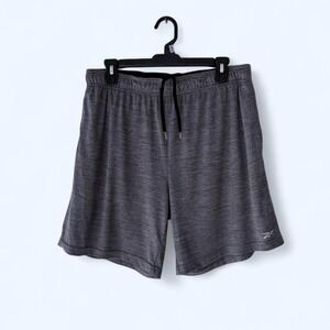 Reebok‎ Mens Athletic Shorts Dark Heather Grey Drawstring Pockets Medium